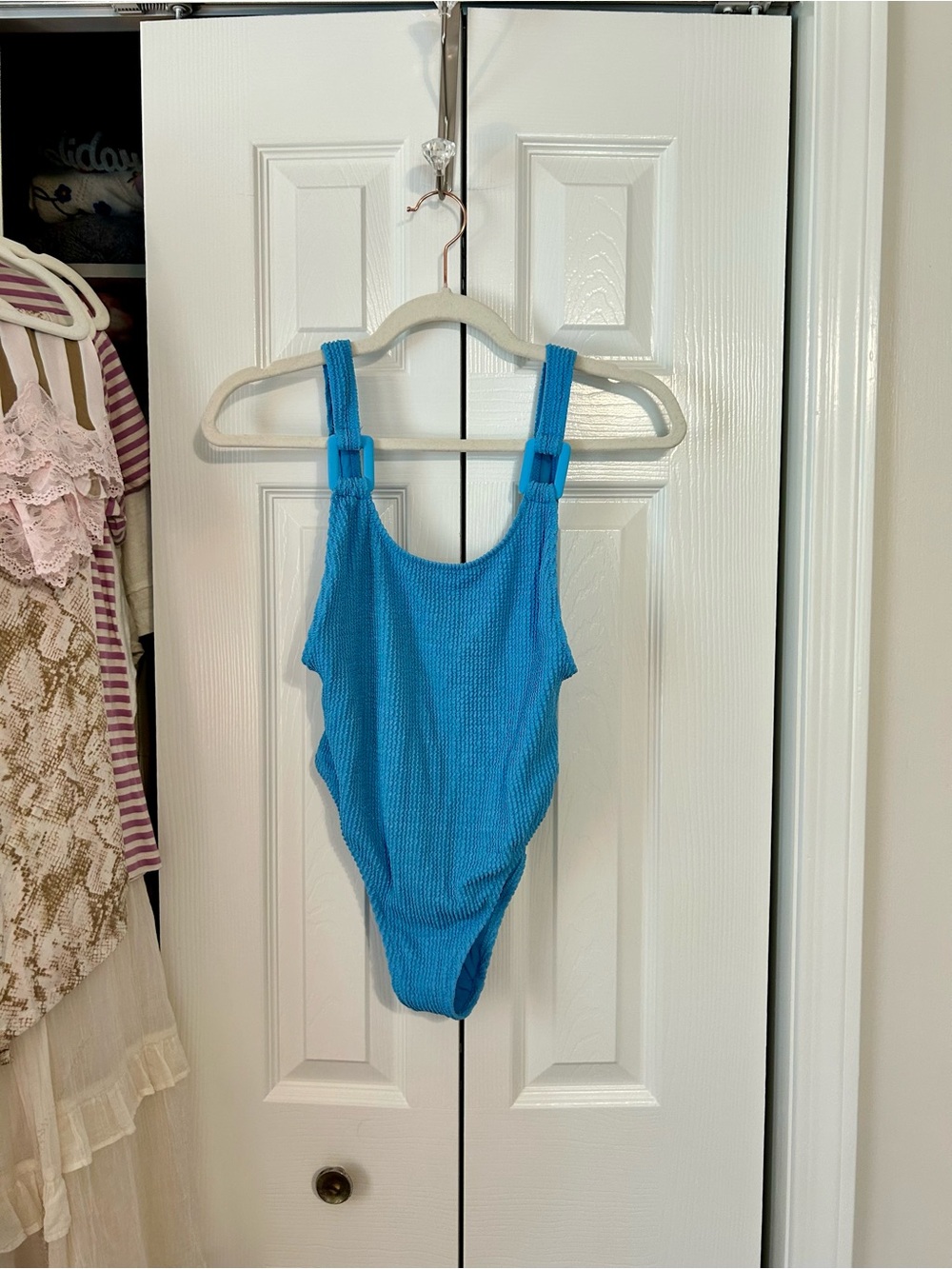 aerie Bright Blue Textured One-Piece Swimsuit